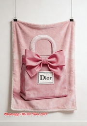 Dior Pink Bow Handbag Art Flannel Throw Blanket Sofa Cover Blanket D403